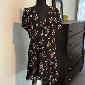 Madewell black floral faux wrap dress size 12